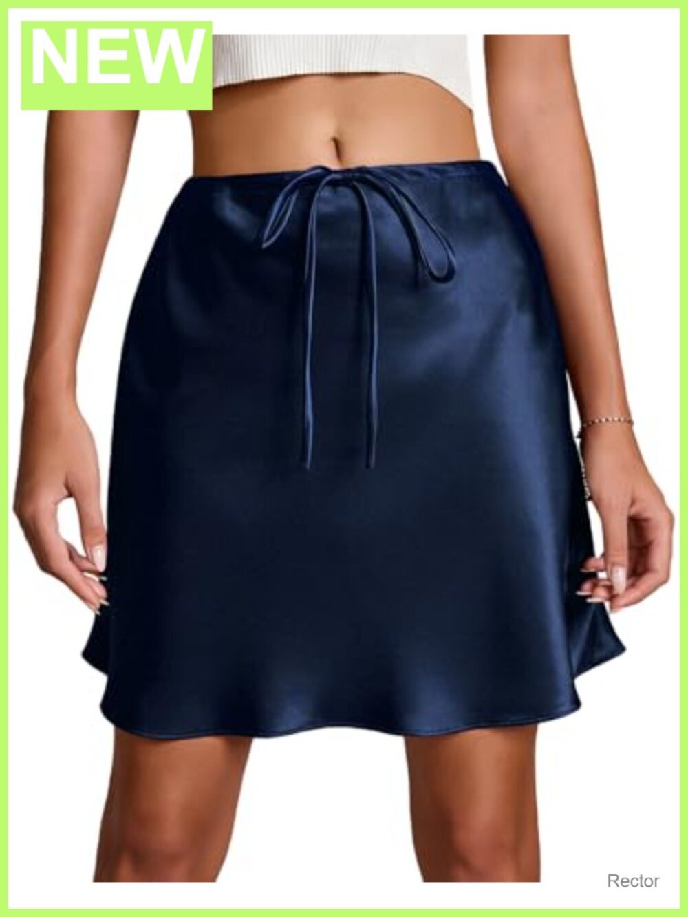 Satin Silk Mini Skirt Drawstring Flared A-Line Casual Party Beach